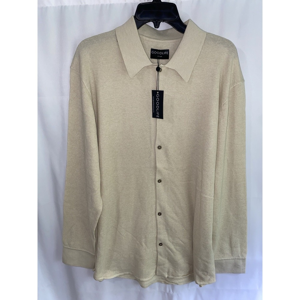 NWT Goodlife Shirt Mens XL Button Up Long Sleeve Waffle Knit  Thermal‎